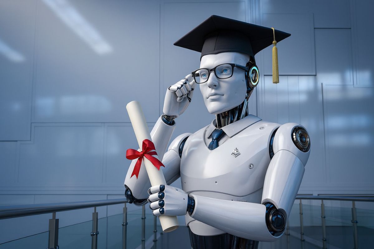 Künstliche Intelligenz - Roboter mit einem IHK Akademie Schwaben Zertifikat